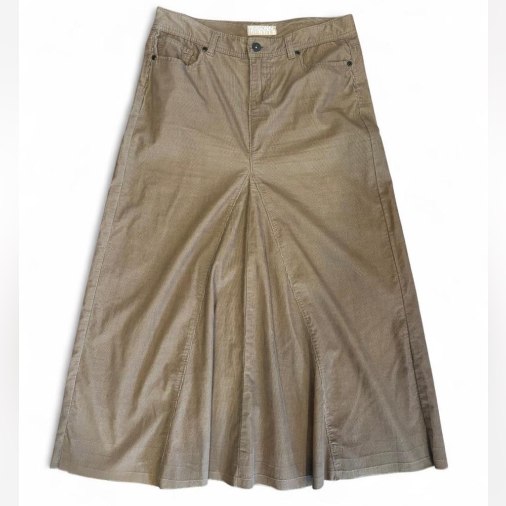 Y2K Cargo-Style Khaki Maxi Skirt Soft Grunge Boho size 7/8 Cotton